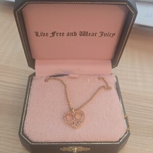 Juicy Couture Pink and Gold Heart Necklace